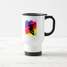 Skateboarding on Rainbow Grunge Coffee Mugs