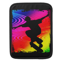 Skateboarding on Rainbow Grunge iPad Sleeve