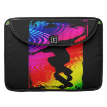 Skateboarding on Rainbow Grunge Sleeve For MacBooks