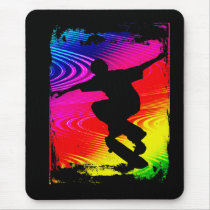 Skateboarding on Rainbow Grunge