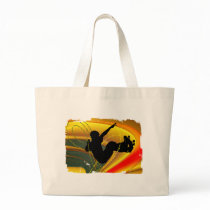 Skateboarding Silhouette in the Bowl Canvas Bags