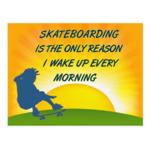 Skateboarding Wake Up Postcard
