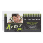 Skater Boy Modern Graduation Announcement (lime) photo cards