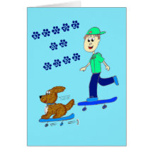 Skater doggy greeting card