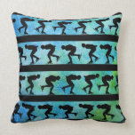 Skater Stripes on Blue Green Throw Pillow