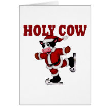 Skating Christmas Cow Greeting Cards