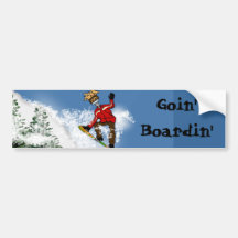 Skeletal Snow Boarder Bumper Sticker