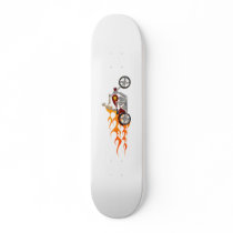 Skeleton Bike Rider With Flames: Skateboard