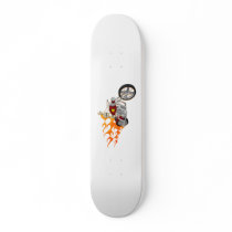 Skeleton Bike Rider With Flames: Skateboard