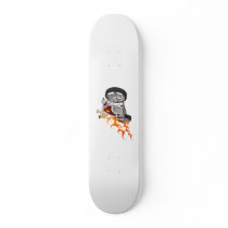 Skeleton Bike Rider With Flames: Skateboard