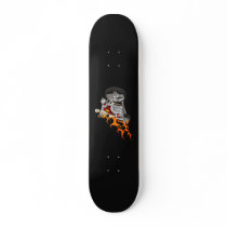 Skeleton Bike Rider With Flames: Skateboard