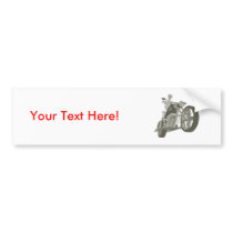Skeleton Biker / Bike Rider: Halftone Style: Bumper Sticker