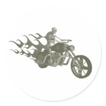 Skeleton Biker / Bike Rider: Round Stickers