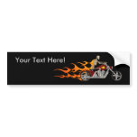 Skeleton Biker & Flames: bumper stickers