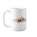 Skeleton Biker & Flames: mugs