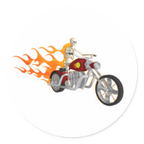 Skeleton Biker & Flames: Stickers