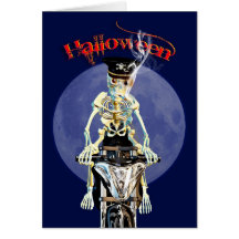 Skeleton biker smoking a cigarette card