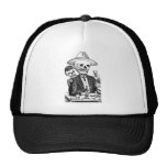 Skeleton Drinking Tequila and Smoking, Mexico Hats