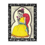 Skeleton Girl on Red Velvet Chair Post Card