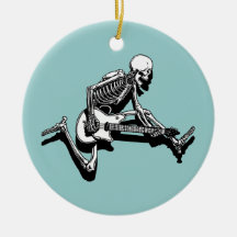 Skeleton Guitarist Jump Christmas Ornament