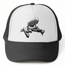 Skeleton Guitarist Jump Trucker Hat