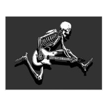 Skeleton Guitarist Jump Post Card