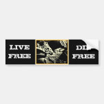 SKELETON KING "LIVE FREE, DIE FREE" GOLD BLACK BUMPER STICKER