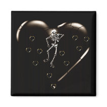 Skeleton Love Hearts Refrigerator Magnet