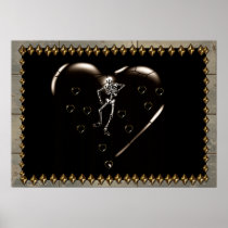 Skeleton Love Hearts Posters