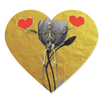 Skeleton Love Valentine Heart Sticker