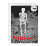 Skeleton on Gravestone Halloween Party Invitation