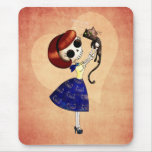 Skeleton Pin up Girl with her Cat Mousepad