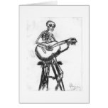 Skeleton Playing Guitar Charcoal Drawing cards