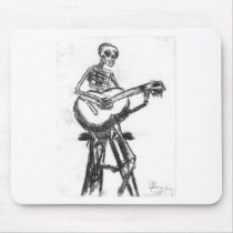 Skeleton Playing Guitar Charcoal Drawing Mousepad