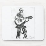Skeleton Playing Guitar Charcoal Drawing mousepads