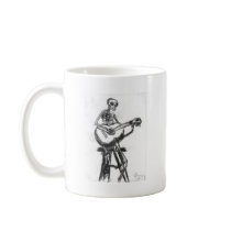 Skeleton Playing Guitar Charcoal Drawing Coffee Mug