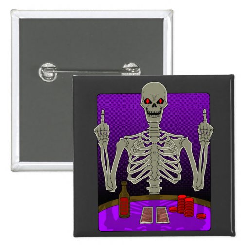 Skeleton Poker Flip Pinback Button