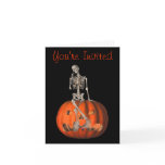 Skeleton Pumpkin Halloween Funny Party Invitation cards