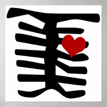 Skeleton Red Heart Posters