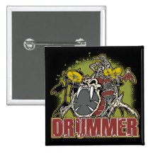 Skeleton Rock Drummer Buttons