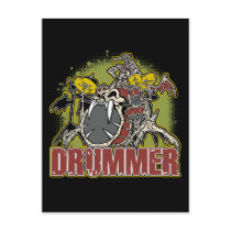 Skeleton Rock Drummer Postcard
