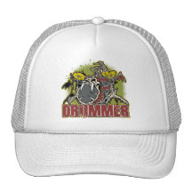 Skeleton Rock Drummer Trucker Hat