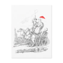 Skeleton Sabotages Carriage Ride Postcards