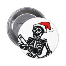 Skeleton Santa Merry Xmas Pin