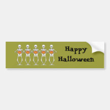 Skeletons holding pumpkins bumper sticker