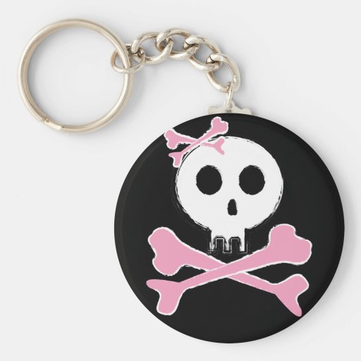 Sketched Candy Skull in Black Keychain