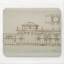 Sketched design for a domed building (pen & ink) mousepads
