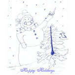 Sketched Snowman with Christmas Tree t-shirts