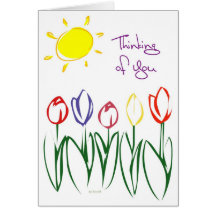 Sketched Tulips-Thinking Greeting Cards
