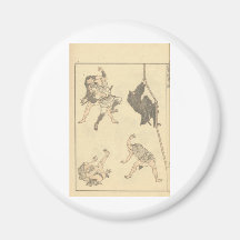 Sketches of Japanese Martial arts, Ninja c. 1800's Refrigerator Magnet